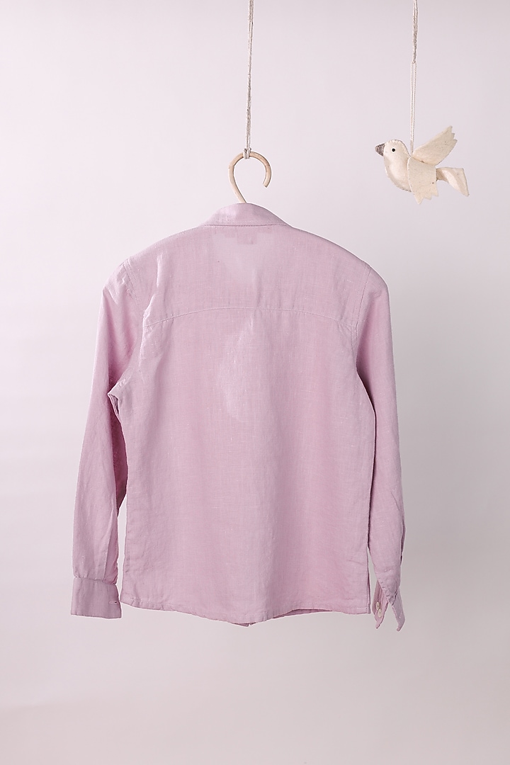 Lilac Linen Shirt For Boys by Chi Linen at Pernia's Pop Up Shop