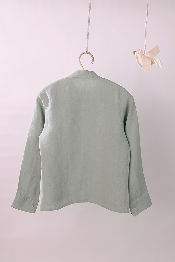 Light Green Linen Shirt For Boys by Chi Linen at Pernia's Pop Up Shop