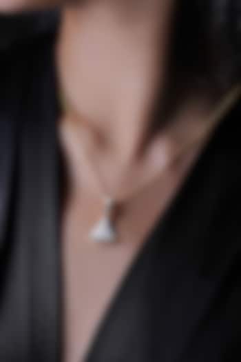 Gold Finish Mother Of Pearl Enameled Pendant Necklace In Sterling Silver by CHIVRI at Pernia's Pop Up Shop