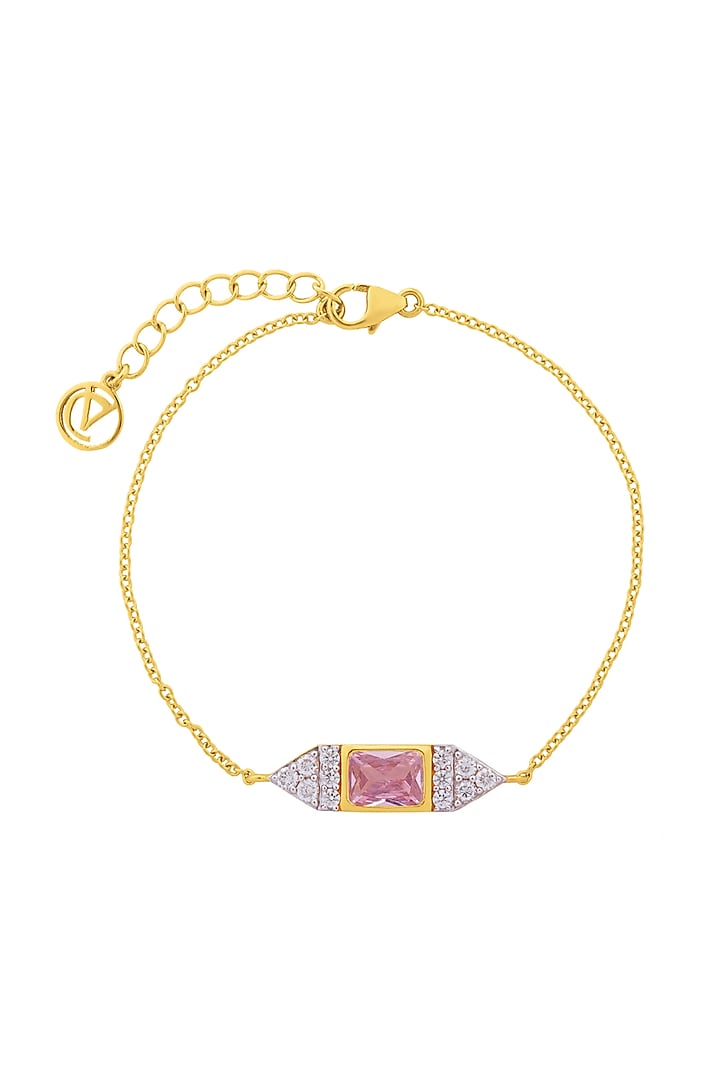 Gold Finish Cubic Zirconia Bracelet In Sterling Silver by CHIVRI at Pernia's Pop Up Shop