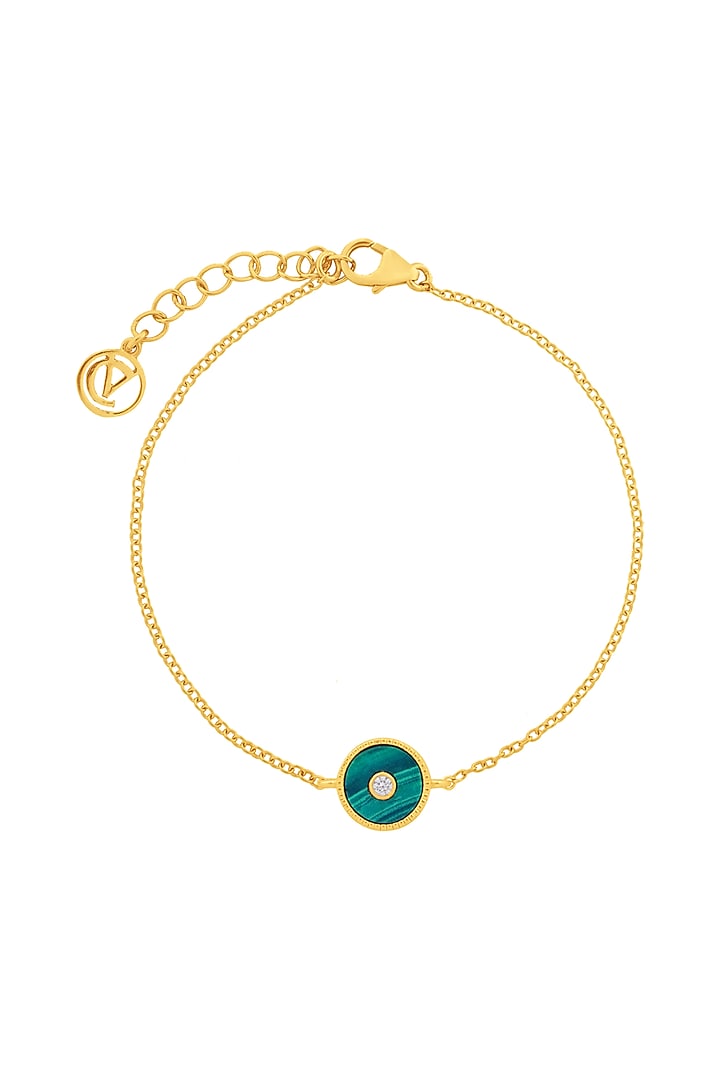 Gold Finish Cubic Zirconia Bracelet In Sterling Silver by CHIVRI at Pernia's Pop Up Shop
