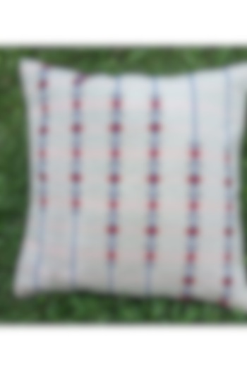 Blue & White Cotton Handwoven Cushion Covers (Set of 2) by Chizolu