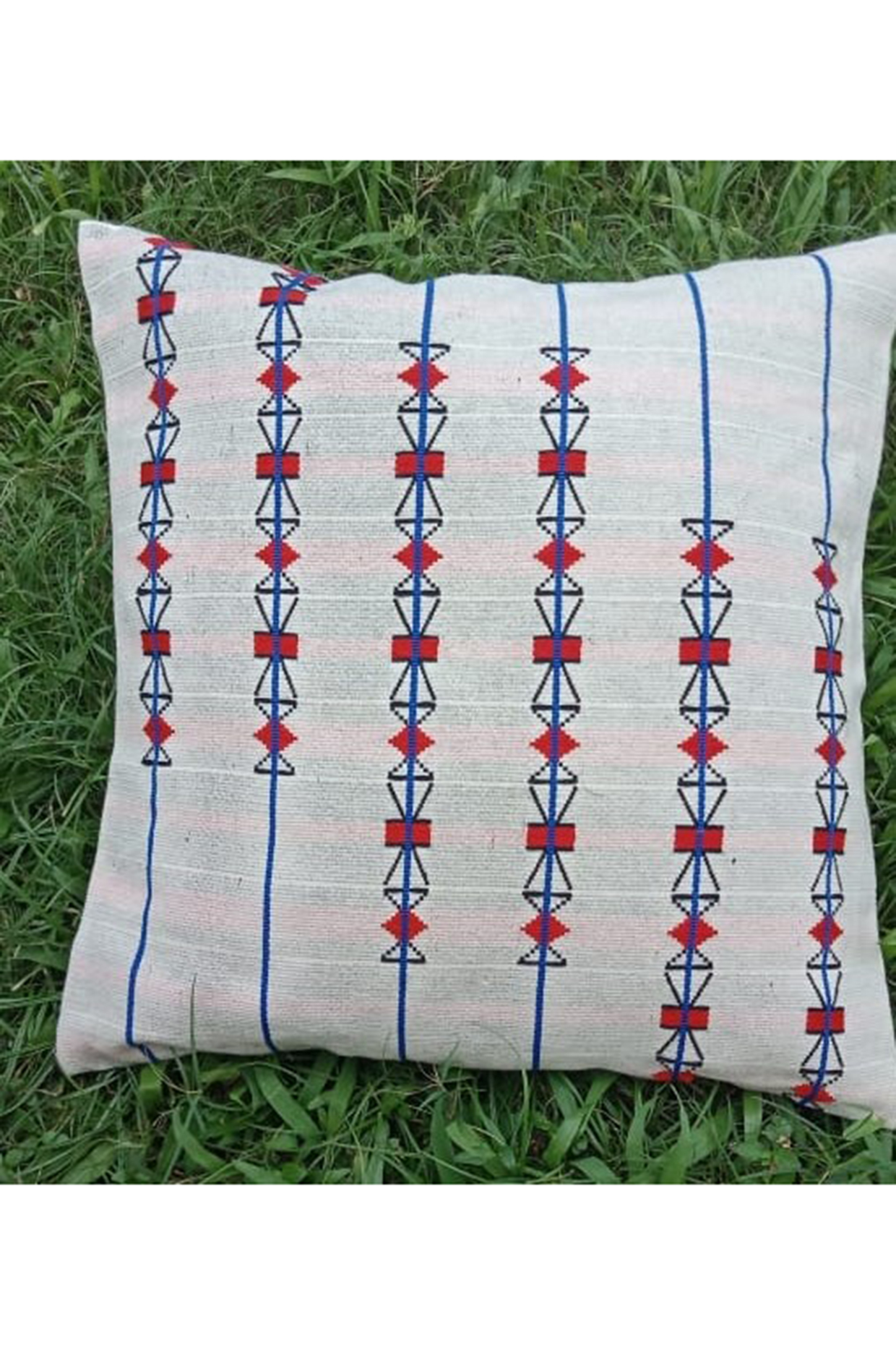 Blue & White Cotton Handwoven Cushion Covers (Set of 2) by Chizolu