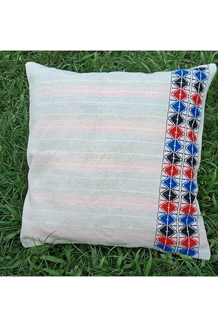 Multi Colored Cotton Handwoven Cushion Covers (Set of 2) by Chizolu