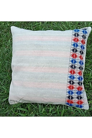 Multi Colored Cotton Handwoven Cushion Covers (Set of 2) by Chizolu
