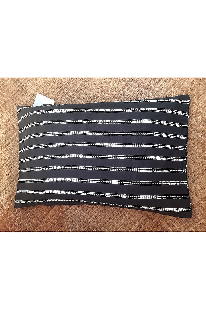 Black Cotton Handwoven Pillows (Set of 2) by Chizolu