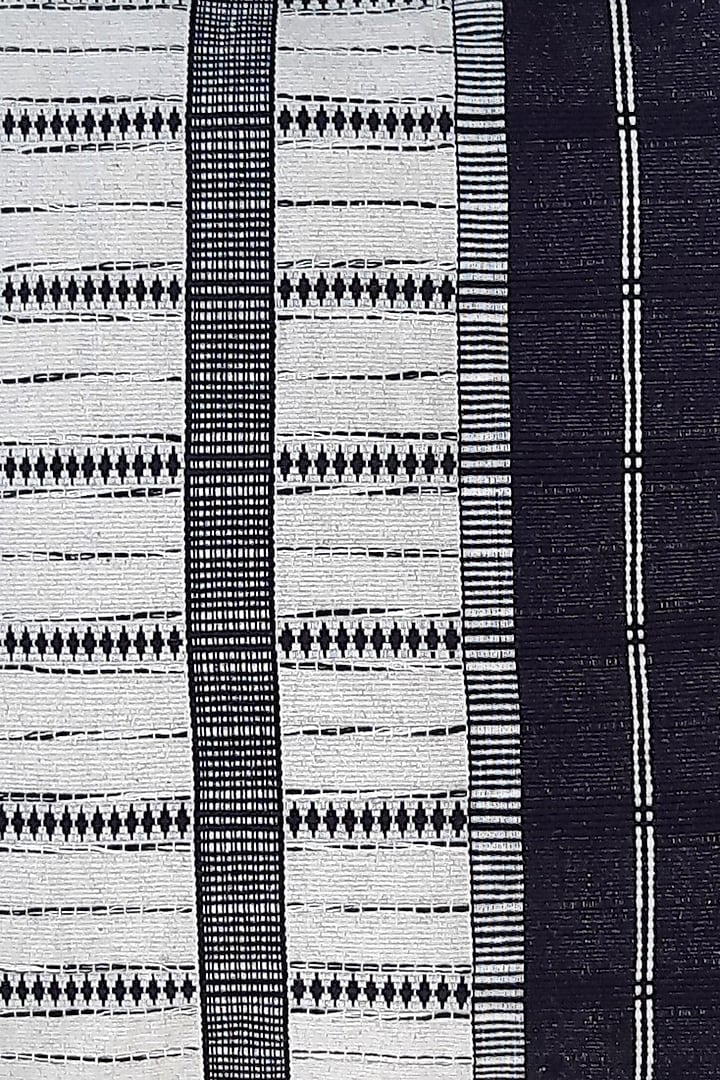 White & Black Cotton Handwoven Pukhu Cushion Covers (Set of 2) by Chizolu at Pernia's Pop Up Shop