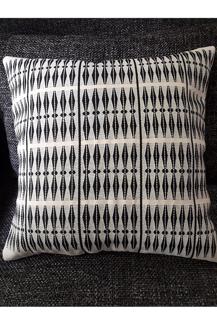 Black & White Cotton Handwoven Diamond Cushion Covers (Set of 2) by Chizolu at Pernia's Pop Up Shop