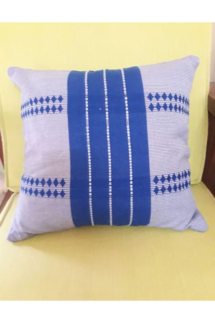 Blue Cotton Handwoven Cushion Covers (Set of 2) by Chizolu
