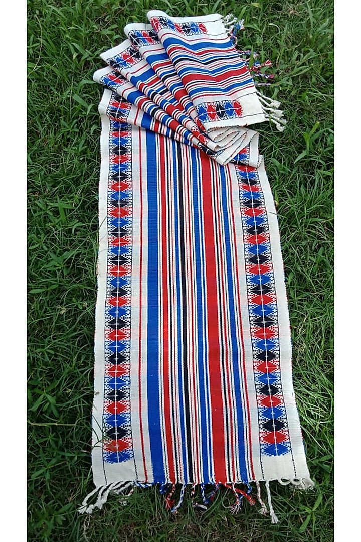 Multi Colored Cotton Handwoven Table Runner by Chizolu at Pernia's Pop Up Shop