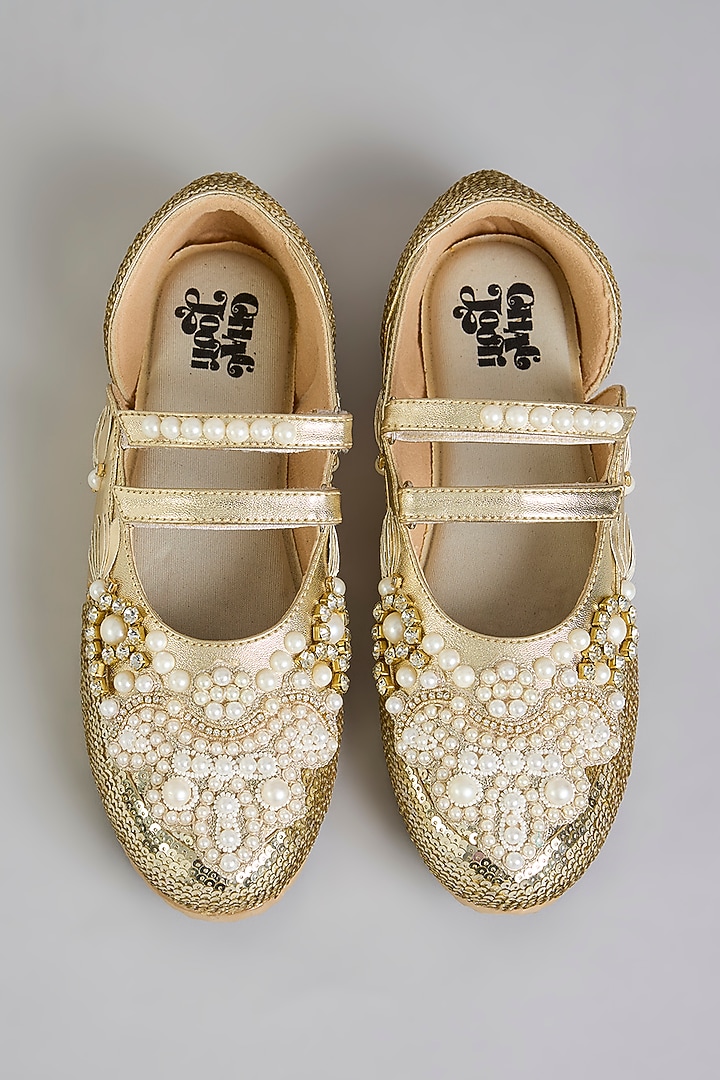 Gold Vegan Leather Sneakers by Chal Jooti at Pernia's Pop Up Shop