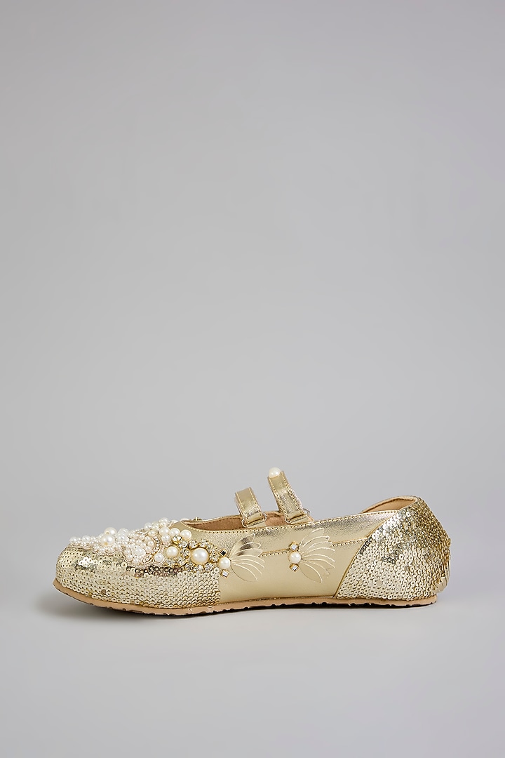 Gold Vegan Leather Sneakers by Chal Jooti at Pernia's Pop Up Shop