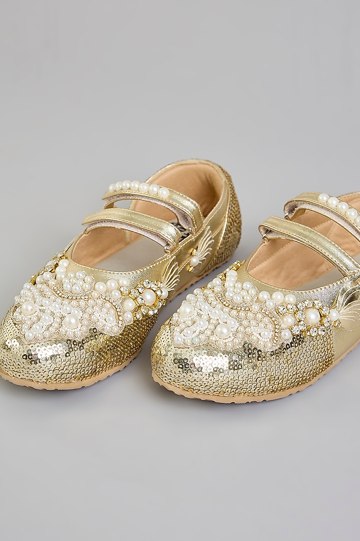 Gold Vegan Leather Sneakers by Chal Jooti at Pernia's Pop Up Shop