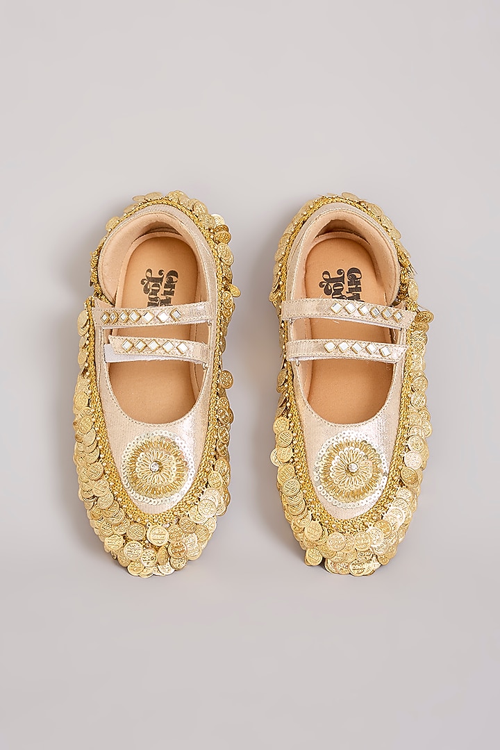 Gold Vegan Leather Shoes by Chal Jooti at Pernia's Pop Up Shop