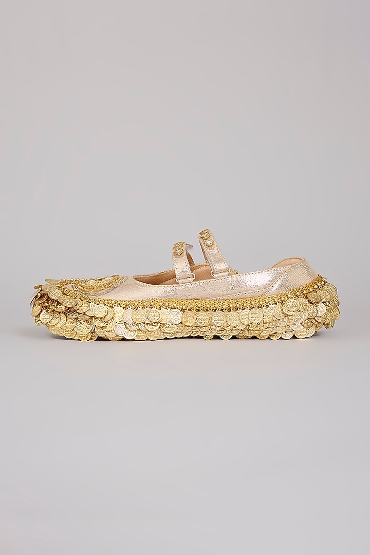 Gold Vegan Leather Shoes by Chal Jooti at Pernia's Pop Up Shop