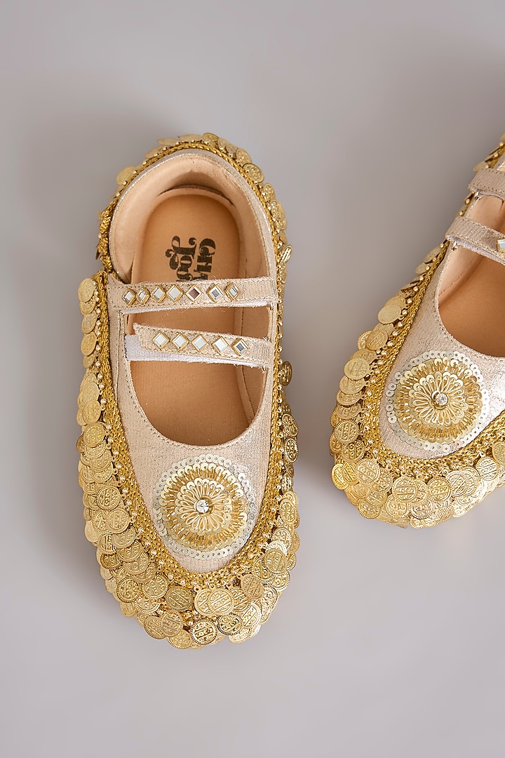 Gold Vegan Leather Shoes by Chal Jooti at Pernia's Pop Up Shop