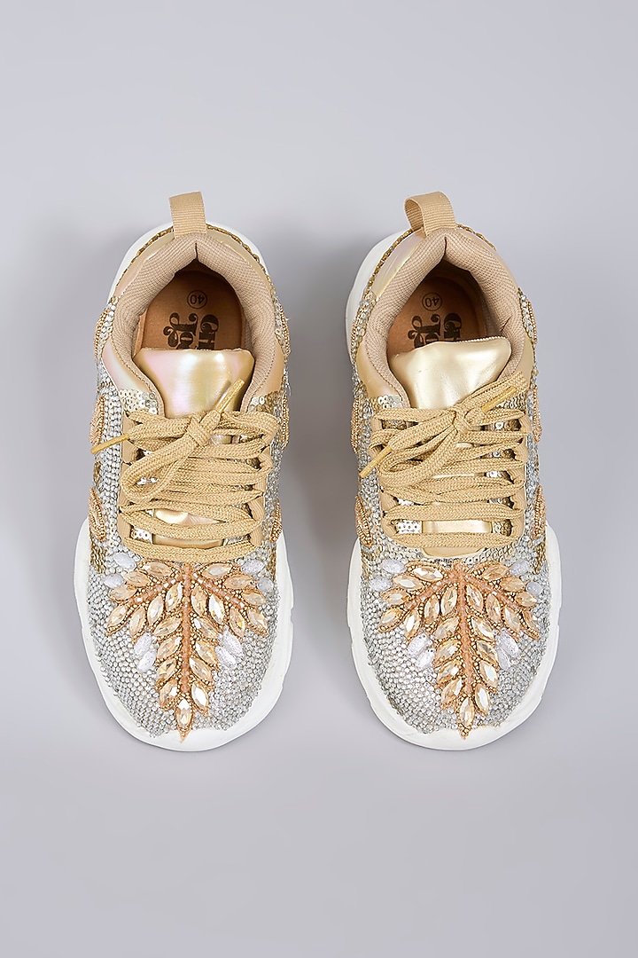 Multi-Colored Vegan Leather Embroidered Sneakers by Chal Jooti at Pernia's Pop Up Shop