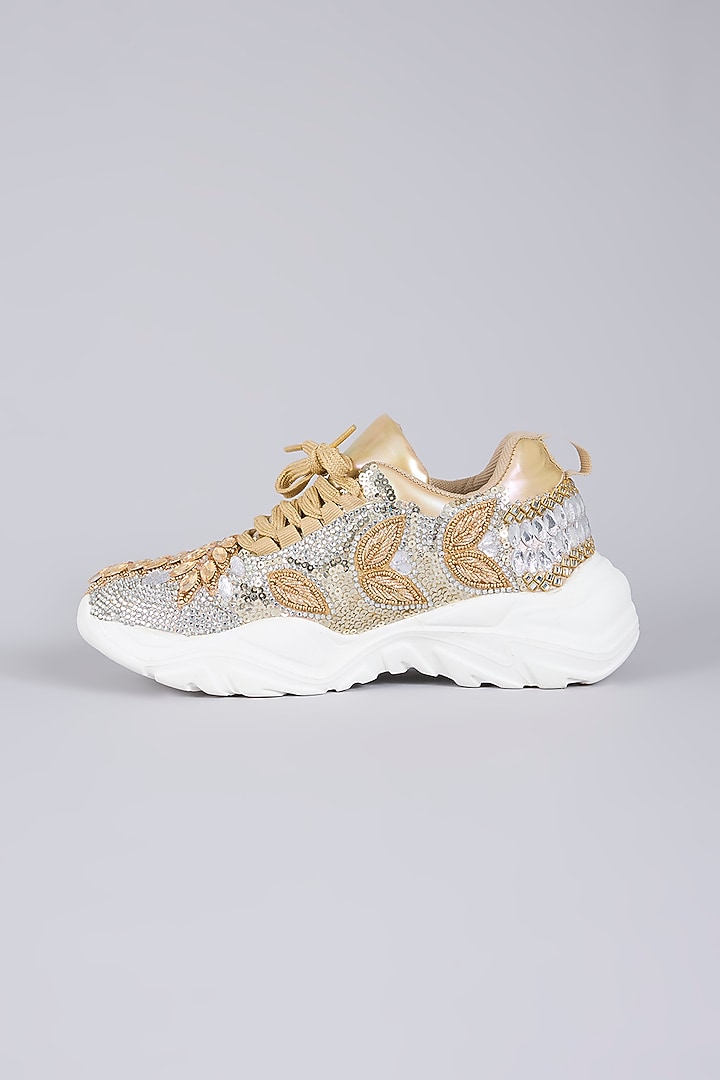 Multi-Colored Vegan Leather Embroidered Sneakers by Chal Jooti at Pernia's Pop Up Shop