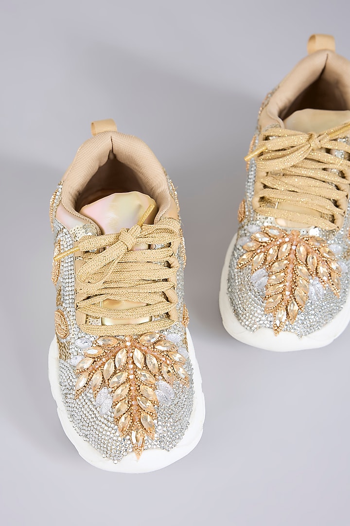 Multi-Colored Vegan Leather Embroidered Sneakers by Chal Jooti at Pernia's Pop Up Shop