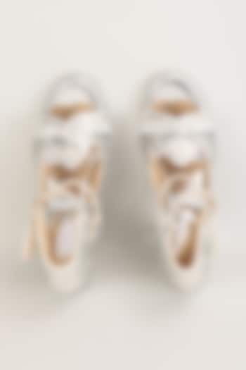 Silver Vegan Leather Heels by Chal Jooti at Pernia's Pop Up Shop