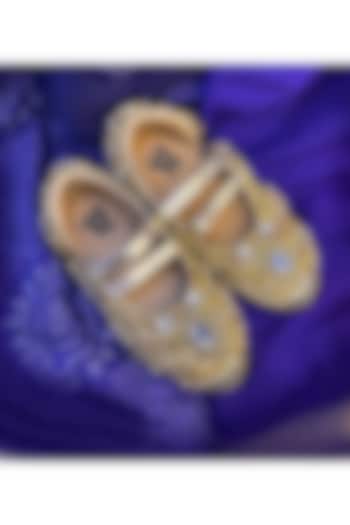 Gold Vegan Leather Mirror Work Sneakers by Chal Jooti at Pernia's Pop Up Shop