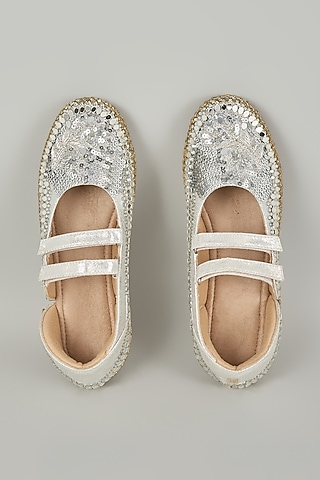 Silver Vegan Leather & Airmix Sneakers by Chal Jooti