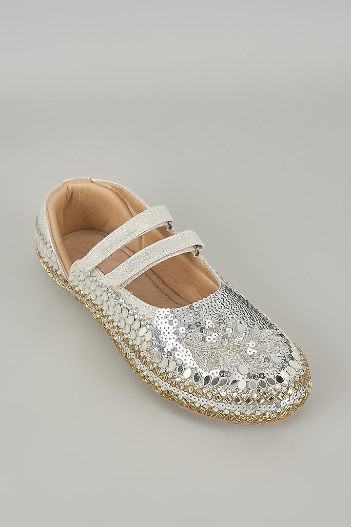 Silver Vegan Leather & Airmix Sneakers by Chal Jooti at Pernia's Pop Up Shop