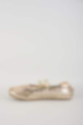 Rose Gold & Gold Vegan Leather Sequins Embroidered Snootis by Chal Jooti at Pernia's Pop Up Shop