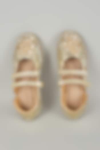 Light Gold Vegan Leather & Airmix Sneakers by Chal Jooti at Pernia's Pop Up Shop