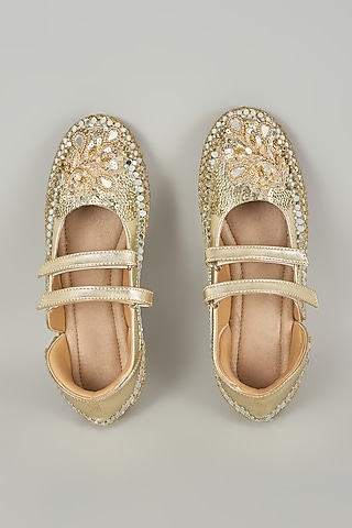 Light Gold Vegan Leather & Airmix Sneakers by Chal Jooti