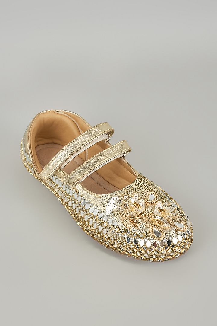 Light Gold Vegan Leather & Airmix Sneakers by Chal Jooti at Pernia's Pop Up Shop