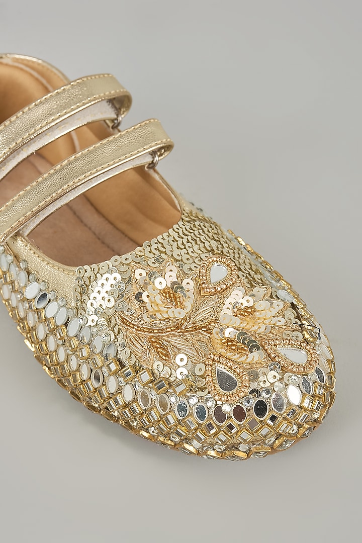 Light Gold Vegan Leather & Airmix Sneakers by Chal Jooti at Pernia's Pop Up Shop