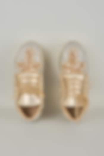 Gold Vegan Leather & Airmix Sneakers by Chal Jooti at Pernia's Pop Up Shop