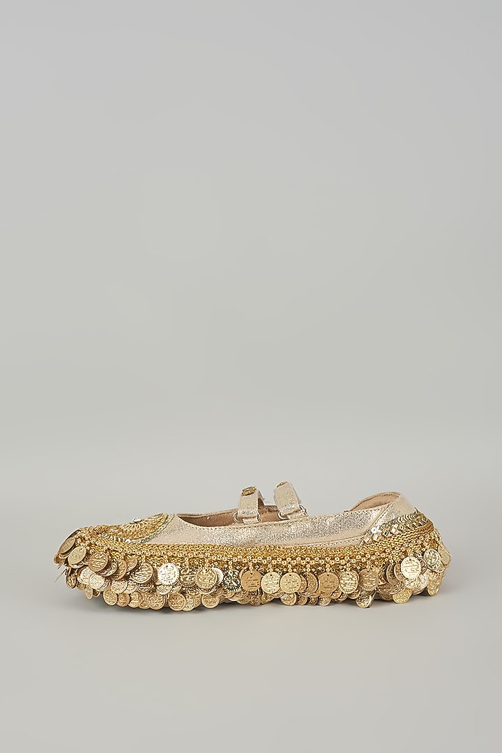 Gold Vegan Leather & Airmix Sneakers by Chal Jooti at Pernia's Pop Up Shop
