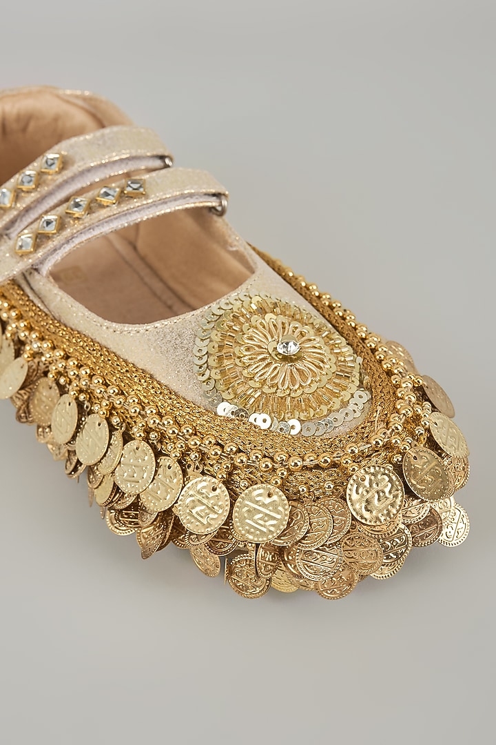 Gold Vegan Leather & Airmix Sneakers by Chal Jooti at Pernia's Pop Up Shop