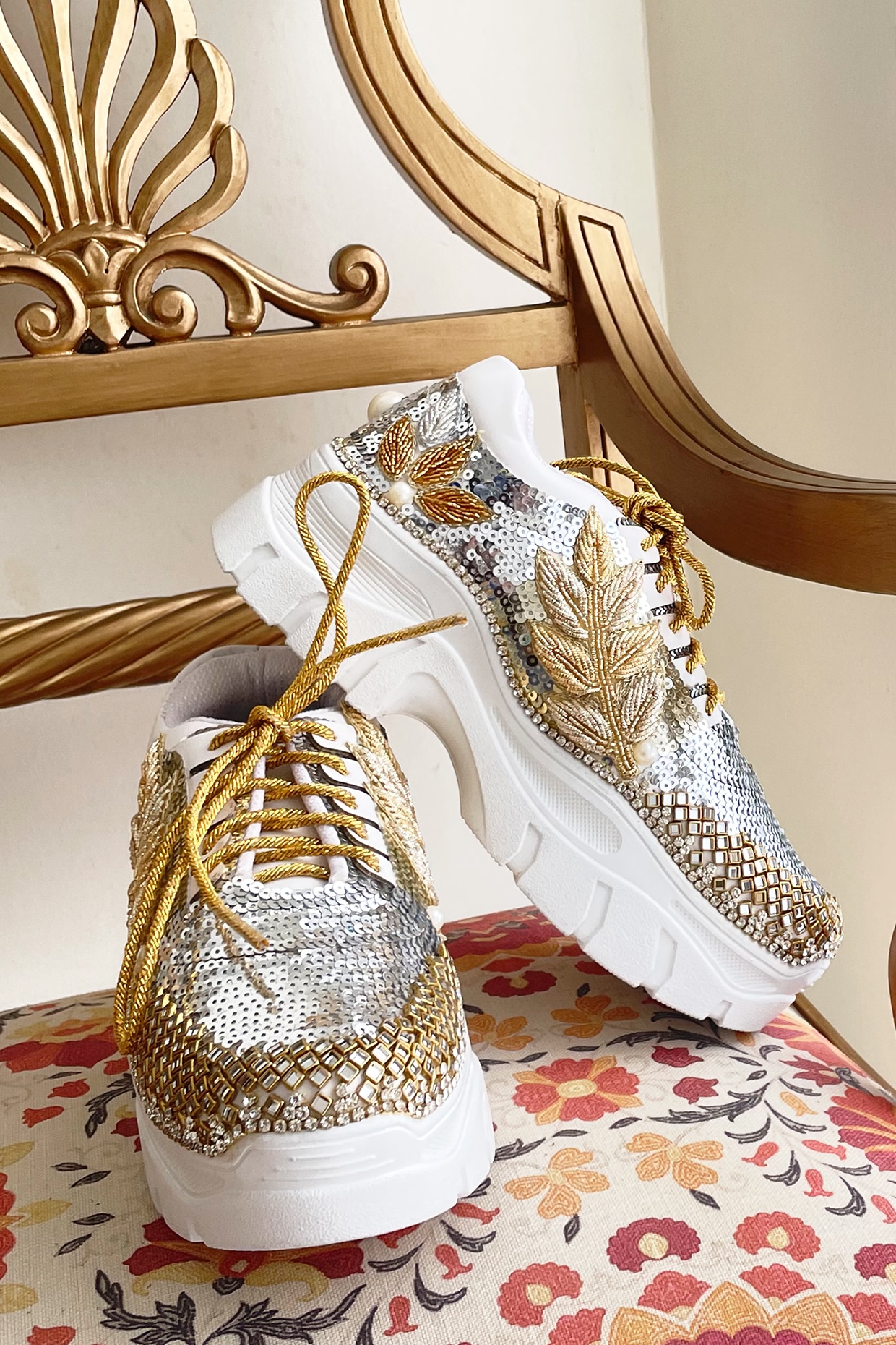 Gold and sales silver sneakers