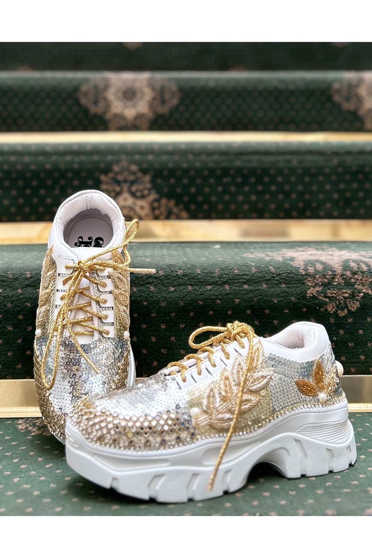 Gold rhinestone sneakers sale