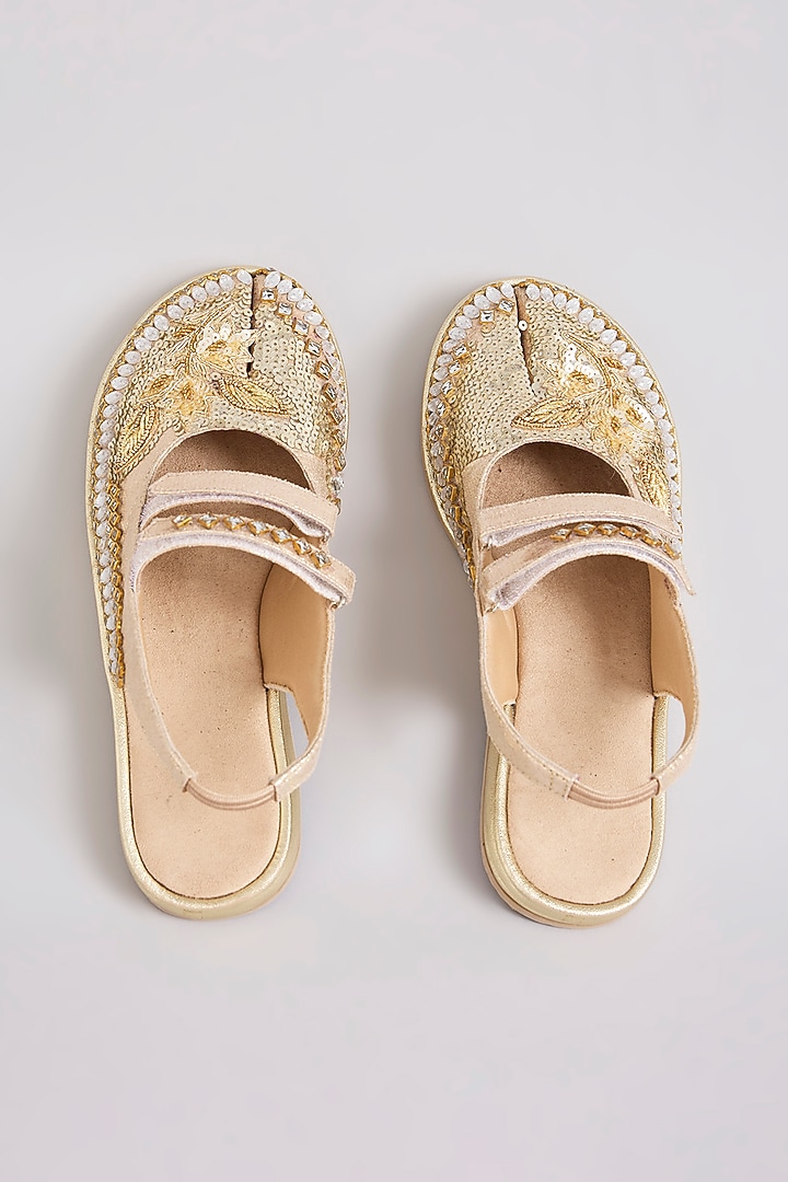 Gold Vegan Leather Shoes by Chal Jooti at Pernia's Pop Up Shop