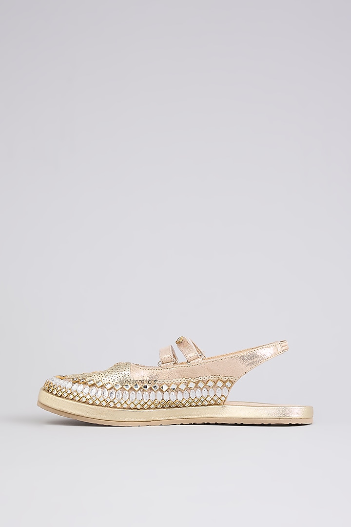 Gold Vegan Leather Shoes by Chal Jooti at Pernia's Pop Up Shop