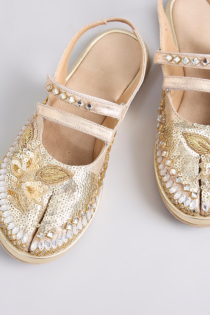 Gold Vegan Leather Shoes by Chal Jooti at Pernia's Pop Up Shop