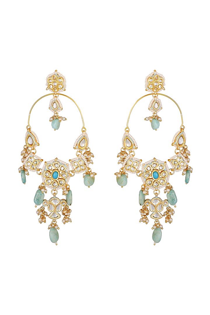 Gold Finish Dangler Earrings by Chhavi'S Jewels at Pernia's Pop Up Shop