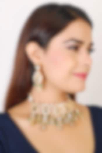 Gold Finish Kundan Choker Necklace Set by Chhavi'S Jewels