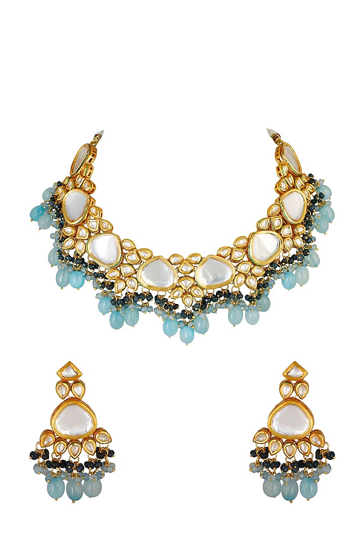 Gold Finish Necklace Set by Chhavi'S Jewels at Pernia's Pop Up Shop