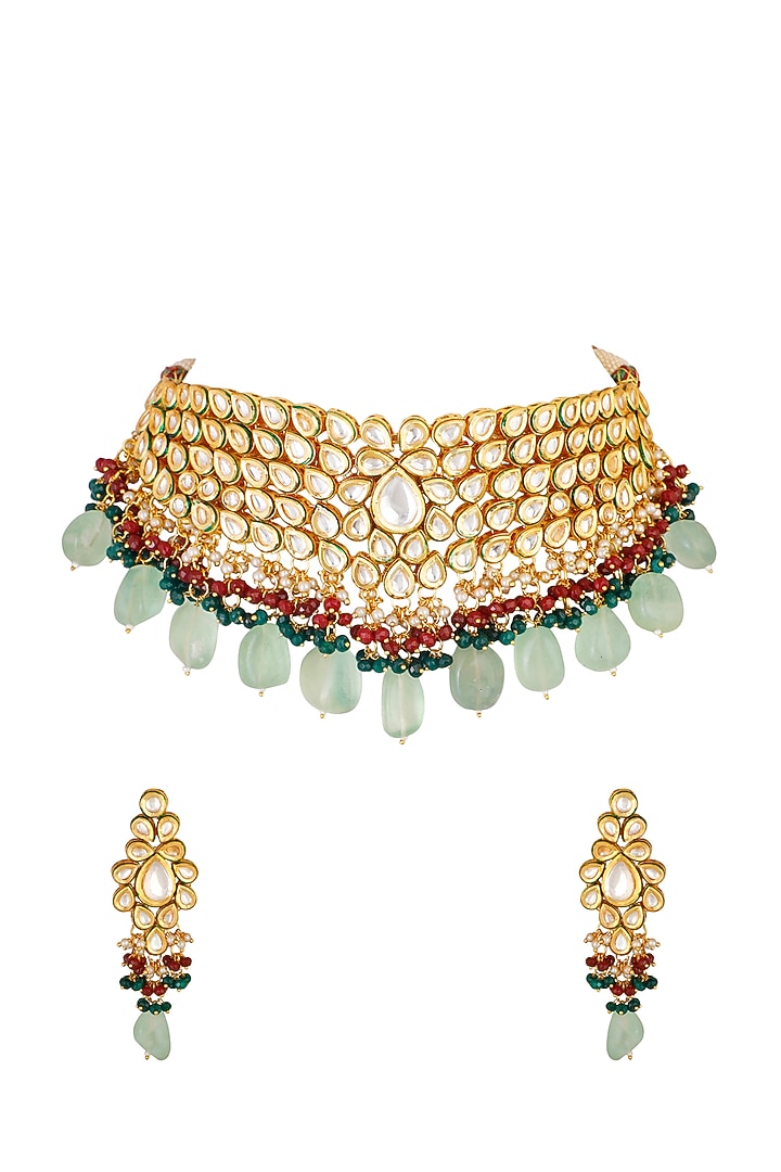 Gold Finish Ethnic Necklace Set by Chhavi'S Jewels at Pernia's Pop Up Shop