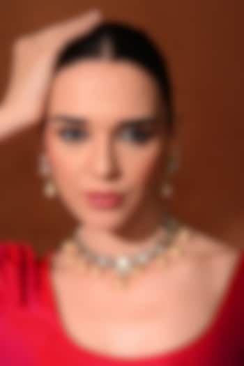 Gold Finish Purple Kundan Polki Necklace Set by Chhavi'S Jewels at Pernia's Pop Up Shop