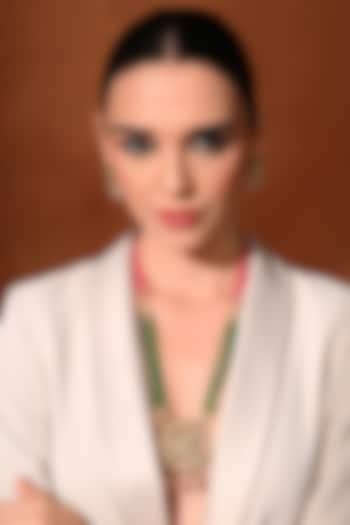 Gold Finish Multi-Colored Kundan Polki Long Necklace Set by Chhavi'S Jewels at Pernia's Pop Up Shop