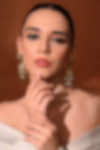 Gold Finish Green Kundan Polki Dangler Earrings by Chhavi'S Jewels at Pernia's Pop Up Shop