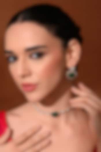 Gold Finish Green Stone & Kundan Polki Choker Necklace Set by Chhavi'S Jewels at Pernia's Pop Up Shop