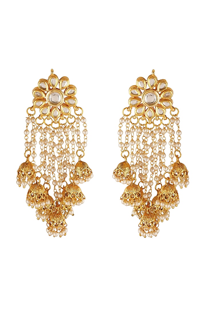 Gold Finish Kundan Polki Dangler Earrings by Chhavi'S Jewels at Pernia's Pop Up Shop