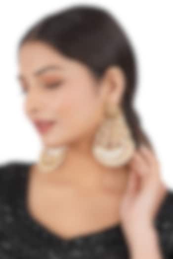 Gold Finish Dangler Earrings With Kundan Polki by Chhavi'S Jewels at Pernia's Pop Up Shop